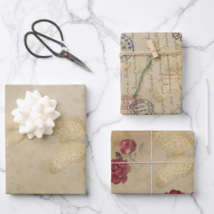 Butterfly Postal Stamp Print Pattern Wrapping Paper Sheet
