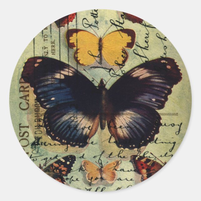 Butterfly Postcard Classic Round Sticker (Front)