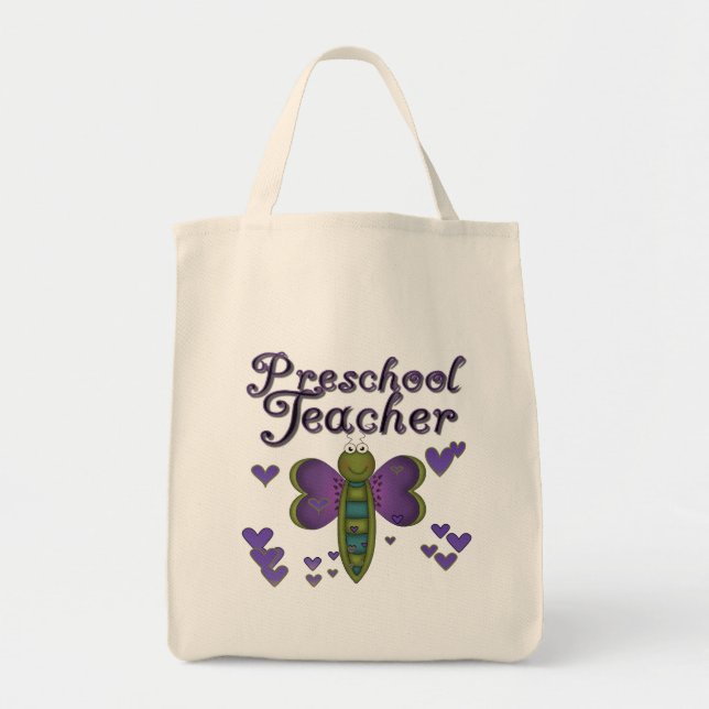 Butterfly Preschool Teacher Tshirts and Gifts Tote Bag (Front)