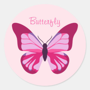 Butterfly Pretty Pink Purple Classic Round Sticker