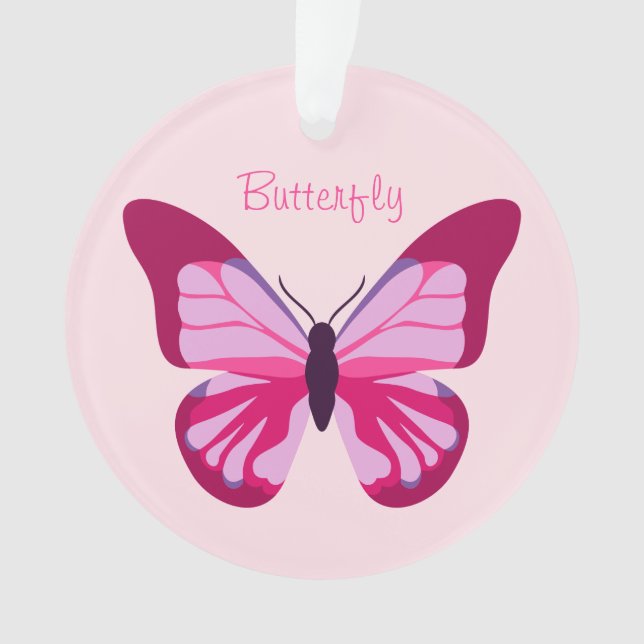 Butterfly Pretty Pink Purple Ornament (Front)