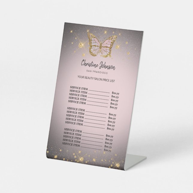 butterfly price list pedestal sign (Front)