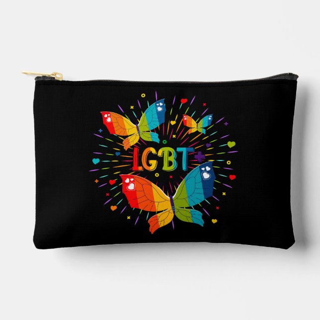 Butterfly Pride Love is Love LGBT Awareness Accessory Pouch (Front)