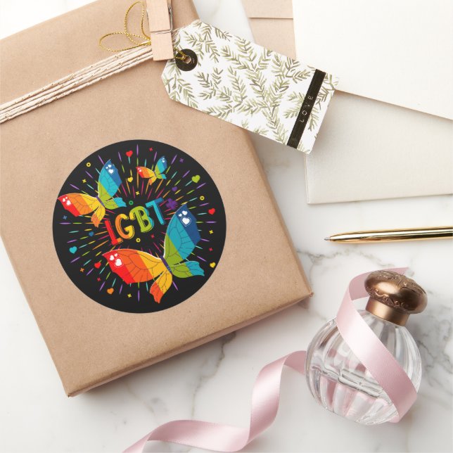 Butterfly Pride Love is Love LGBT Awareness Classic Round Sticker (Gifting)