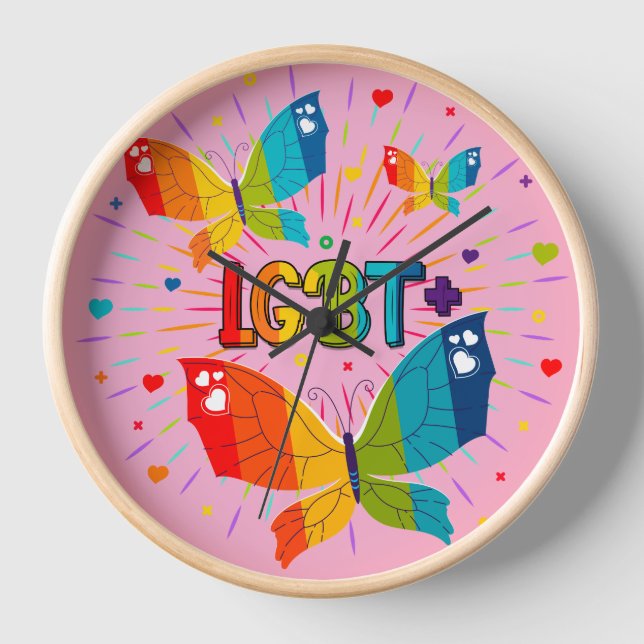 Butterfly Pride Love is Love LGBT Awareness Clock (Front)