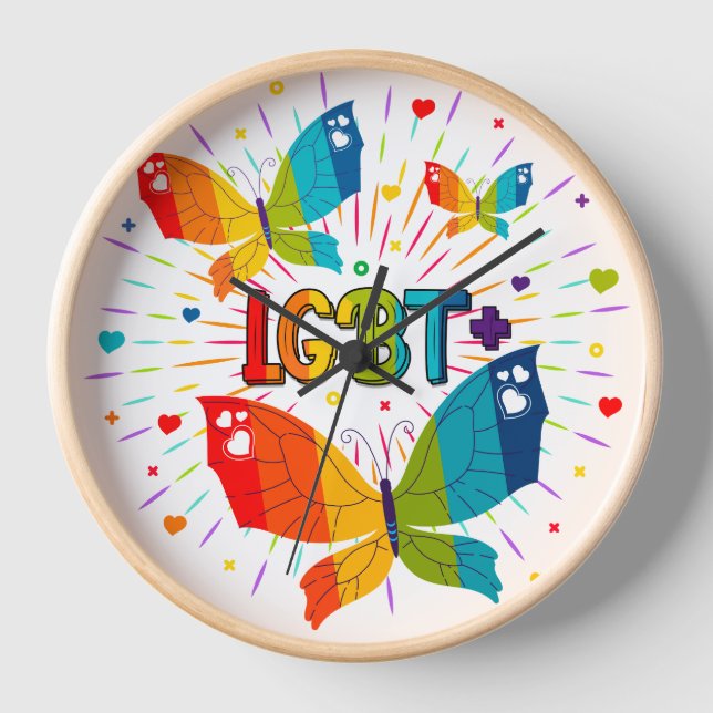 Butterfly Pride Love is Love LGBT Awareness Clock (Front)