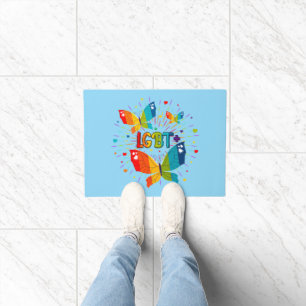 Butterfly Pride Love is Love LGBT Awareness Doormat
