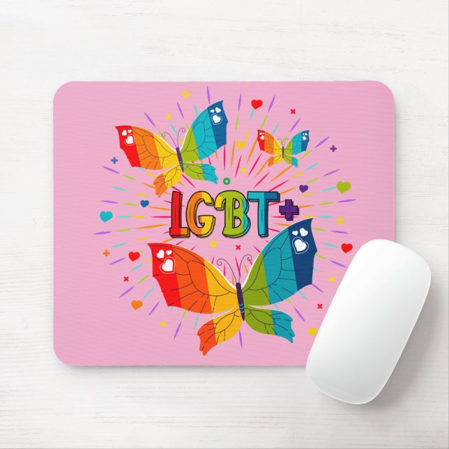 Butterfly Pride Love is Love LGBT Awareness Mouse Mat (With Mouse)