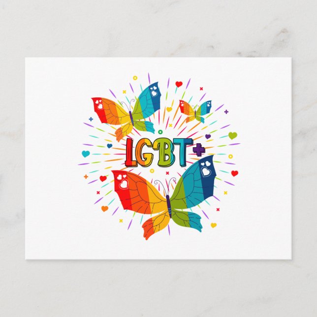Butterfly Pride Love is Love LGBT Awareness Postcard (Front)