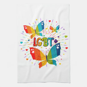 Butterfly Pride Love is Love LGBT Awareness Tea Towel