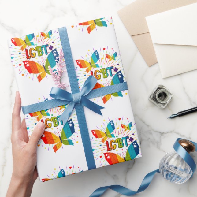Butterfly Pride Love is Love LGBT Awareness Wrapping Paper (Gifting)