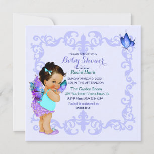 Butterfly Princess Baby Girl Lavender Invitation