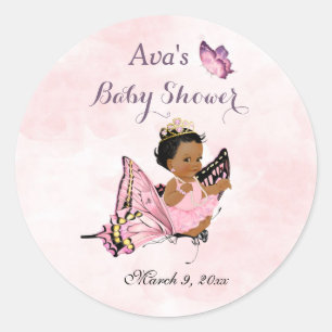 Butterfly Princess Baby Girl Pink Classic Round St Classic Round Sticker