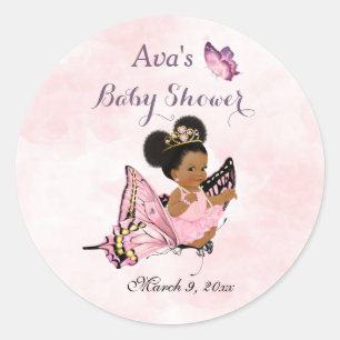 Butterfly Princess Baby Girl Pink Classic Round St Sticker