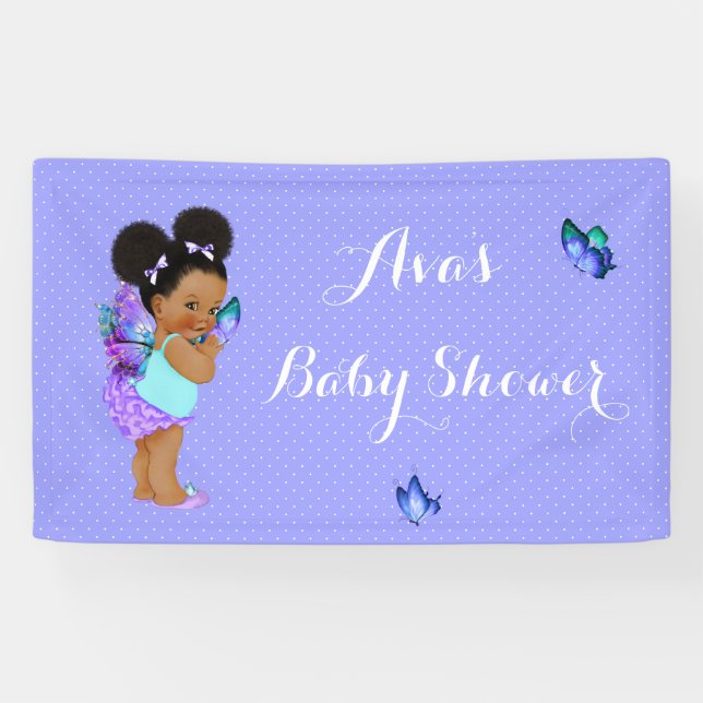 Butterfly Princess Baby Girl Purple Lavender Banne Banner (Horizontal)