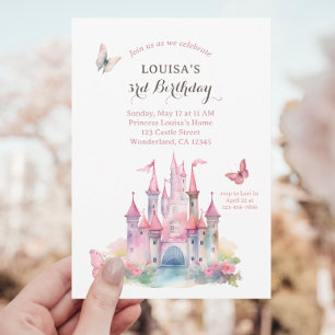 Butterfly Princess Castle Fairytale Birthday Invitation
