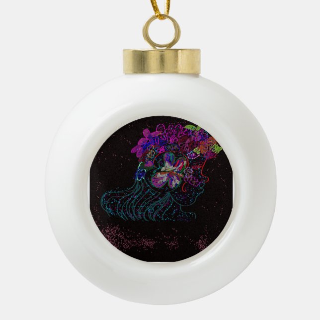 Butterfly Princess  Ceramic Ball Christmas Ornament (Front)