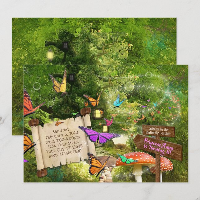 Butterfly Princess Party Invitation (Front/Back)