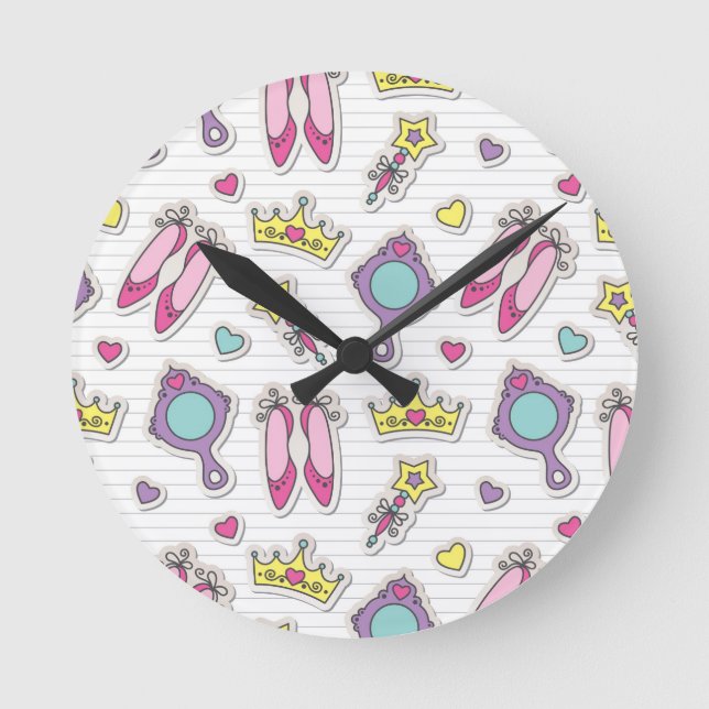 butterfly princess pattern round clock (Front)