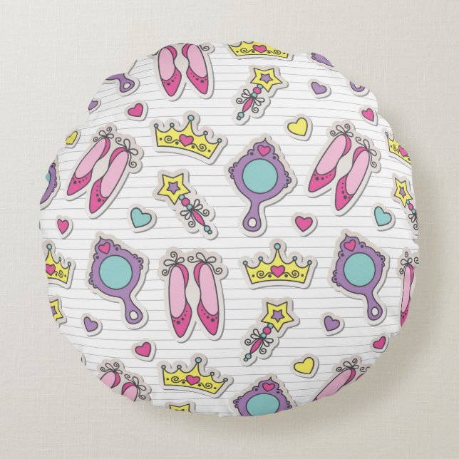 butterfly princess pattern round cushion (Front)