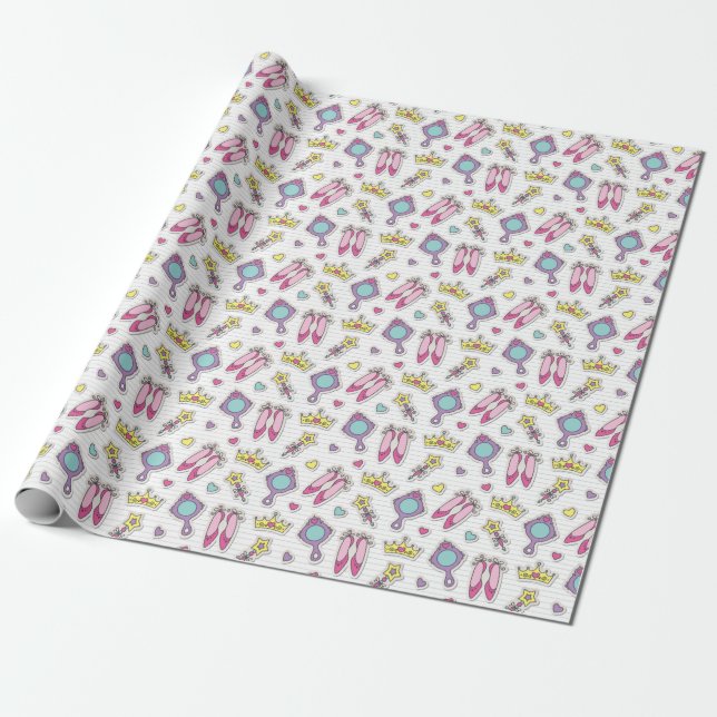 butterfly princess pattern wrapping paper (Unrolled)
