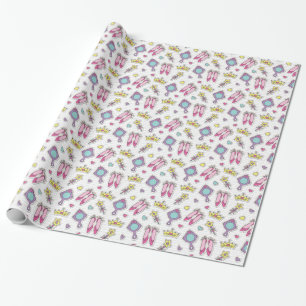 butterfly princess pattern wrapping paper