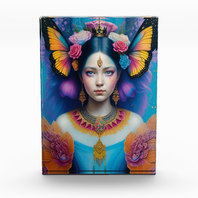 Butterfly princess with tiny crown photo block (Front)