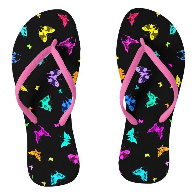 Butterfly Print Flip Flops (Footbed)