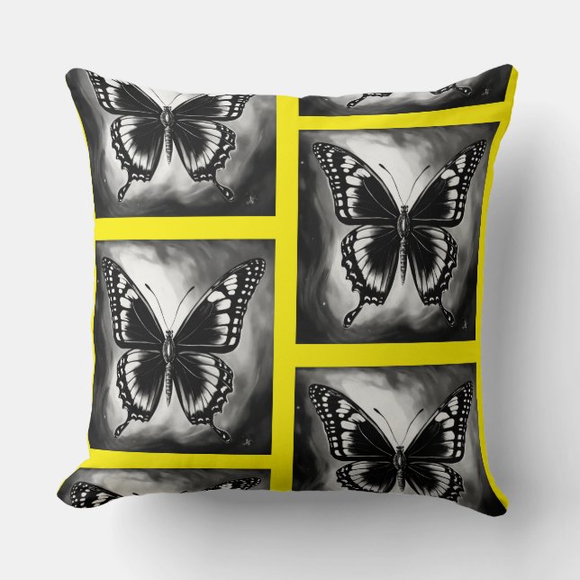  Butterfly print Throw Pillow (Front)