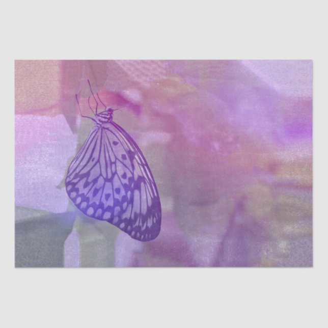 Butterfly Printed Purple Pastel Texture Watercolor Tissue Paper (Front)