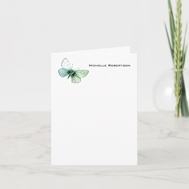 Butterfly Professional Minimalist Plain Modern Note Card (Front)