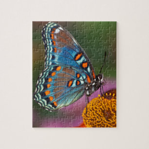 Butterfly profile on a flower jigsaw puzzle