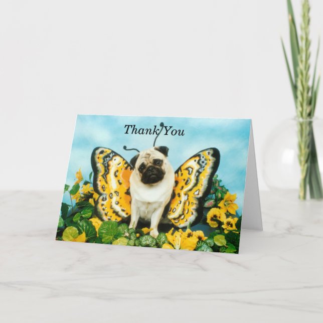 Butterfly Pug Thank You Card (Front)