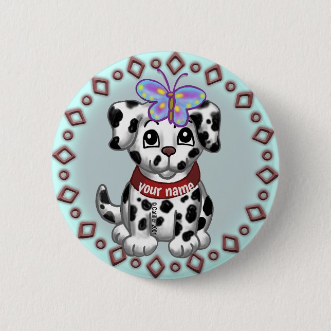 Butterfly Puppy 6 Cm Round Badge (Front)