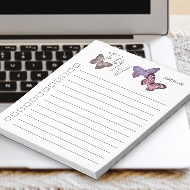 Butterfly Purple and Grey Personalised Checklist Notepad (Creator Uploaded)
