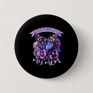 Butterfly Purple Floral Pansy Tees Dementia Ribbon 6 Cm Round Badge