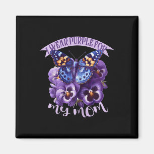 Butterfly Purple Floral Pansy Tees Dementia Ribbon Magnet
