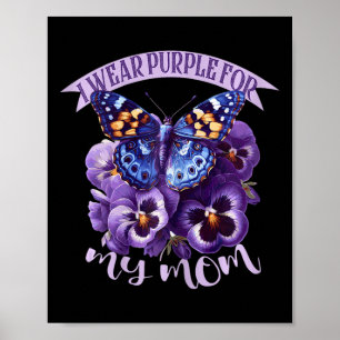 Butterfly Purple Floral Pansy Tees Dementia Ribbon Poster