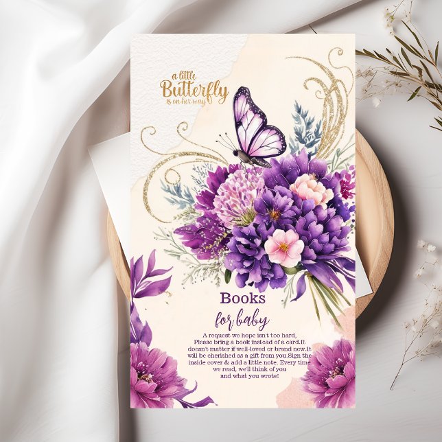 Butterfly Purple Floral Pink Girl Books for Baby Enclosure Card (Creator Uploaded)