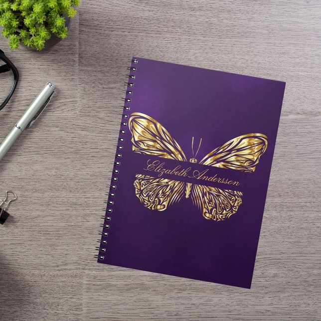 Butterfly purple gold elegant name notebook (Creator Uploaded)