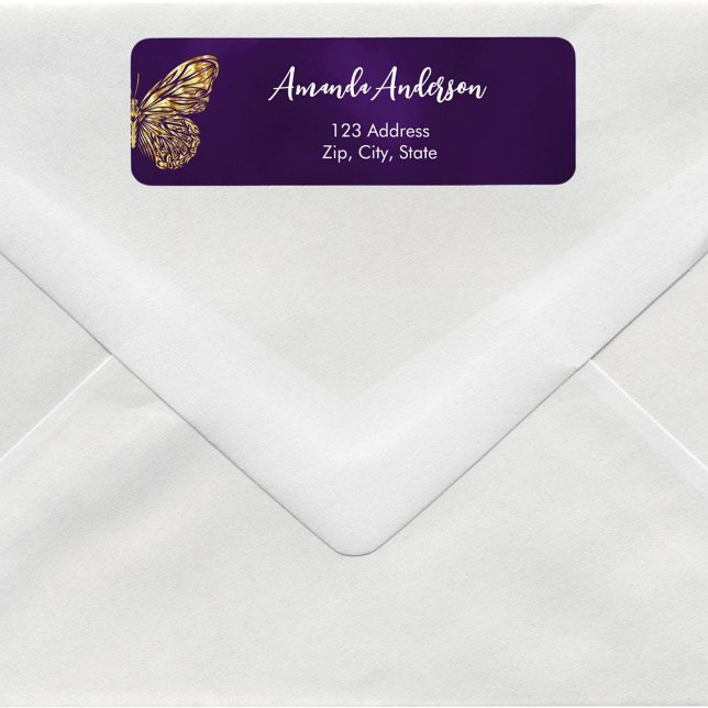 Butterfly purple gold return address (Creator Uploaded)