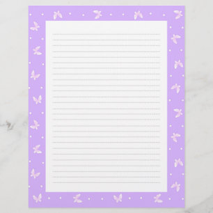 Butterfly Purple Letter Head Custom Letterhead