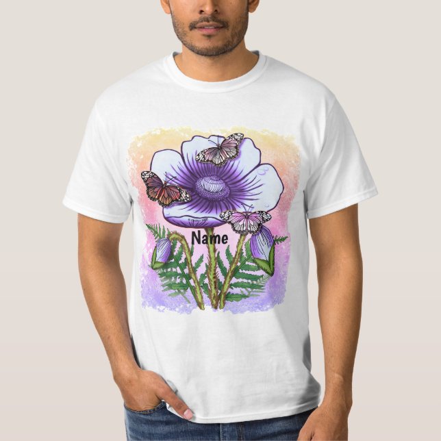 Butterfly purple Poppy  T-Shirt (Front)