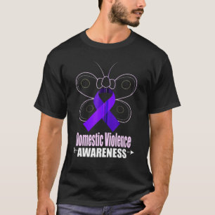 Butterfly Purple Ribbon Domestic Violence Awarenes T-Shirt