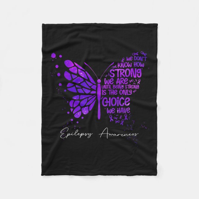 Butterfly Purple Ribbon Epilepsy Awareness  Fleece Blanket (Front)