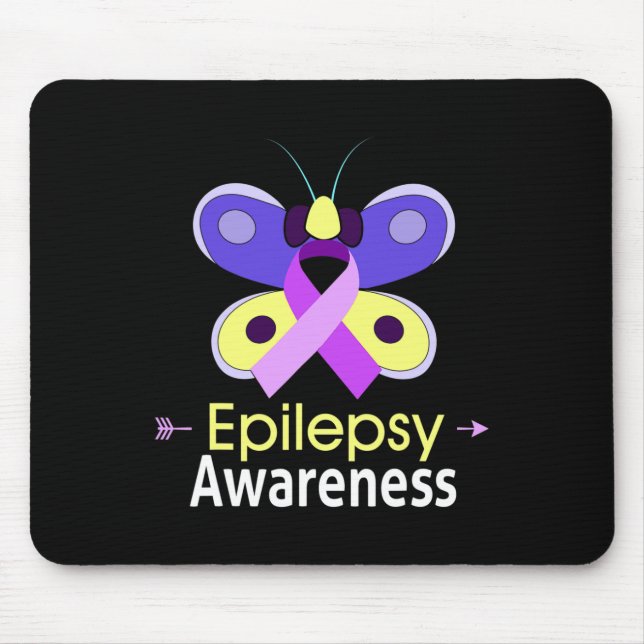 Butterfly Purple Ribbon Epilepsy Awareness  Suppor Mouse Mat (Front)
