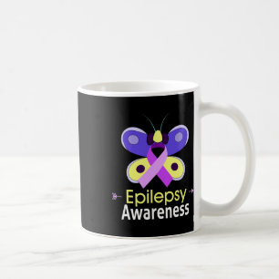 Butterfly Purple Ribbon Epilepsy Awareness Support Coffee Mug