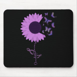 Butterfly Purple Ribbon Sunflower Mouse Mat
