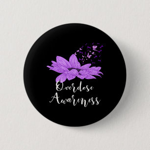 Butterfly Purple Ribbon Sunflower Overdose Awarene 6 Cm Round Badge