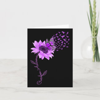 Butterfly Purple Ribbon Sunflower Overdose Awarene Card